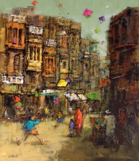 Zahid Saleem, 30 x 36 Inch, Acrylic on Canvas, Cityscape Painting, AC-ZS-215